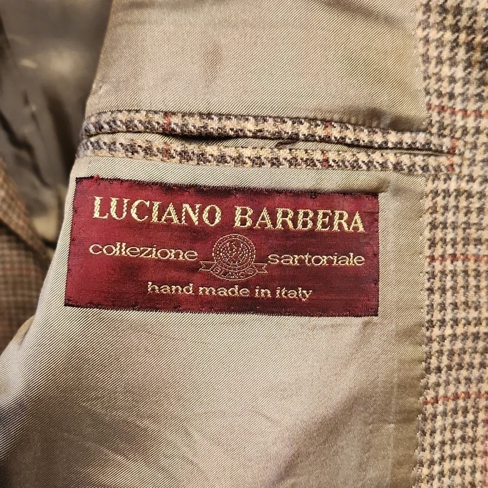 Luciano Barbera wool and made  in Italy Houndstooth single breasted blazer 44R